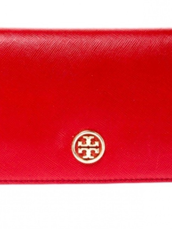 Tory Burch Handbags - Tory Burch Red Saffiano Zip Wallet with Gold Logo